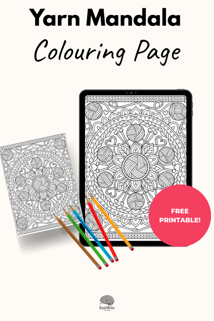 Download a free yarn coloring page for knitters and yarn lovers. Print this detailed yarn mandala at home for a fun, relaxing creative break.